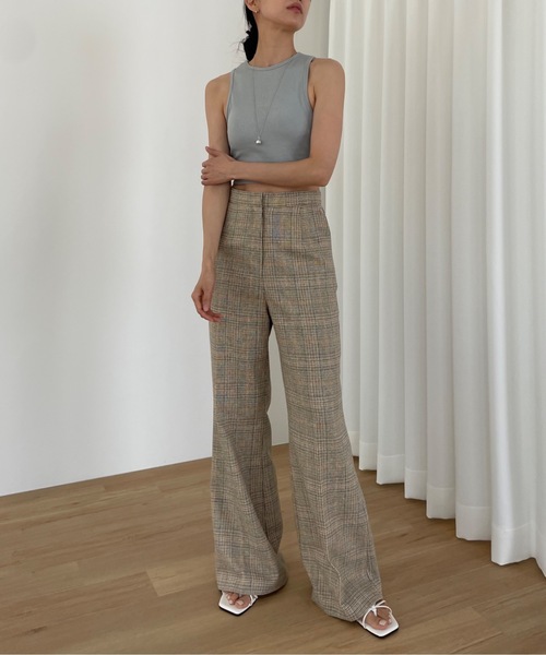 Didot.showroom(ディドット ショールーム)の「センタープレスチェックツイードワイドスラックス(スラックス・レディース・ブラウン/ブルー・S/M)」の10枚目の写真