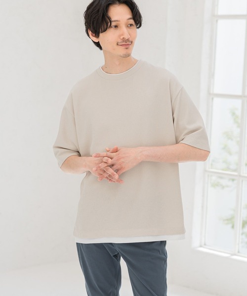 GLOBAL WORK（グローバルワーク）の「クルーネックレイヤード/半袖/163740（Tシャツ/カットソー・メンズ・ブラック/グレー/ミント/オフホワイト/ブルー/グリーン系その他4・X-LARGE/SMALL/MEDIUM/LARGE）」の2枚目の写真