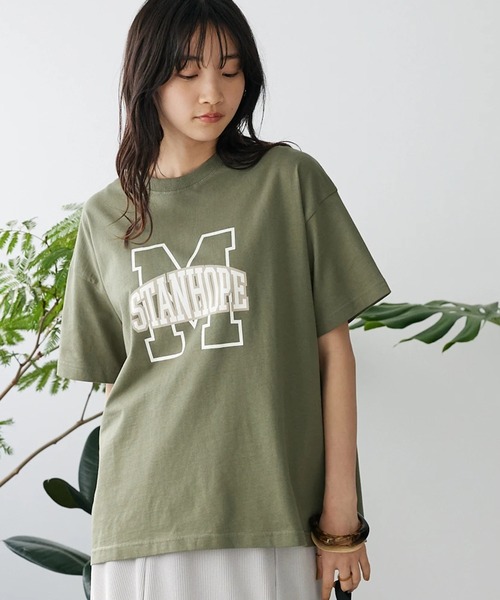 CRAFT STANDARD BOUTIQUE（クラフトスタンダードブティック）の「ビッグM Tee（Tシャツ/カットソー・レディース・チャコールグレー/カーキ/グレイッシュベージュ・M/L）」の3枚目の写真