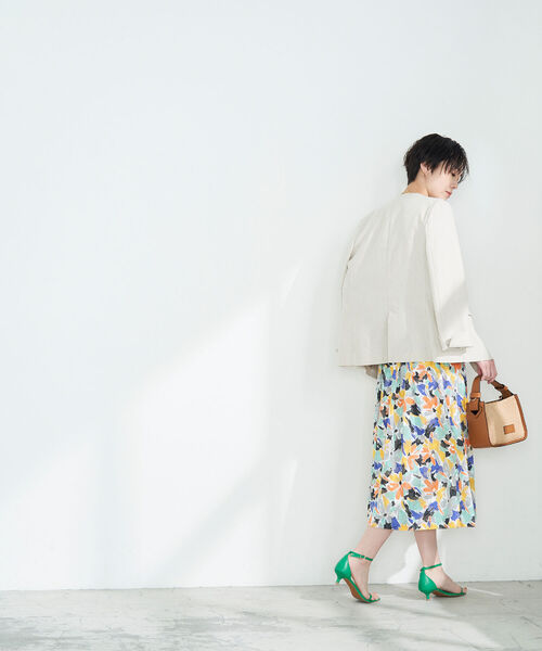 NOLLEY’S（ノーリーズ）の「◇【WEB限定】カットジャガードプリントギャザースカート（スカート・レディース・グレー系その他4/イエロー系その他4/ピンク系その他4・38/36）」の6枚目の写真