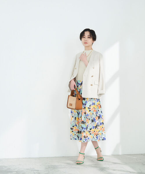 NOLLEY’S（ノーリーズ）の「◇【WEB限定】カットジャガードプリントギャザースカート（スカート・レディース・グレー系その他4/イエロー系その他4/ピンク系その他4・38/36）」の7枚目の写真