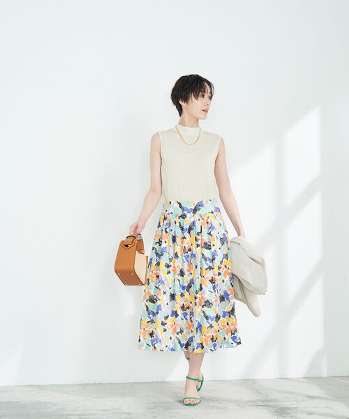 NOLLEY’S（ノーリーズ）の「◇【WEB限定】カットジャガードプリントギャザースカート（スカート・レディース・グレー系その他4/イエロー系その他4/ピンク系その他4・38/36）」の9枚目の写真