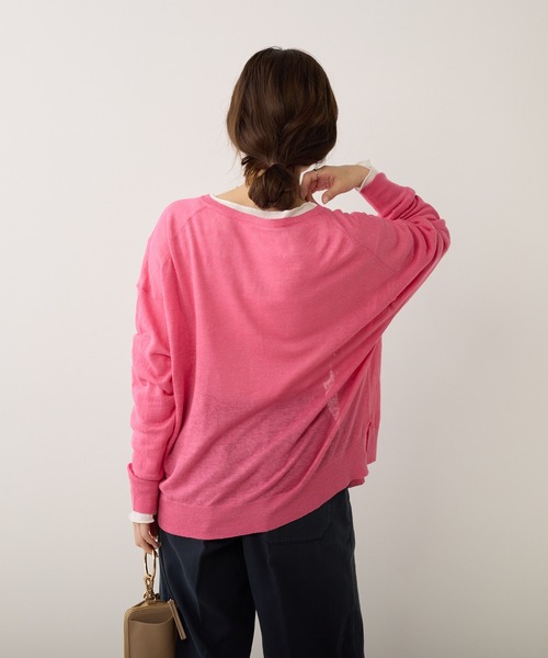 PUAL CE CIN（ピュアルセシン）の「フレンチリネンクルーネックカーディガン（カーディガン/ボレロ・レディース・ブラック/ナチュラル/グリーン/イエロー/ピンク・FREE）」の13枚目の写真