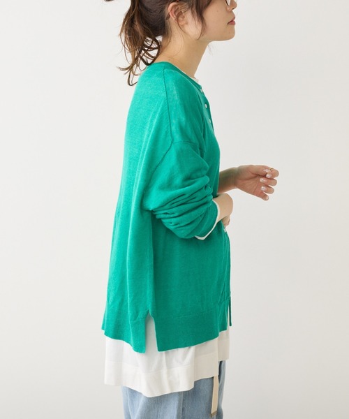 PUAL CE CIN（ピュアルセシン）の「フレンチリネンクルーネックカーディガン（カーディガン/ボレロ・レディース・ブラック/ナチュラル/グリーン/イエロー/ピンク・FREE）」の21枚目の写真