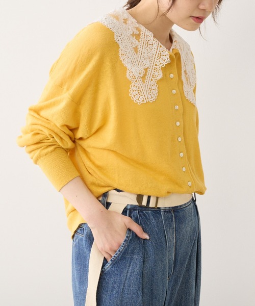 PUAL CE CIN（ピュアルセシン）の「フレンチリネンクルーネックカーディガン（カーディガン/ボレロ・レディース・ブラック/ナチュラル/グリーン/イエロー/ピンク・FREE）」の20枚目の写真