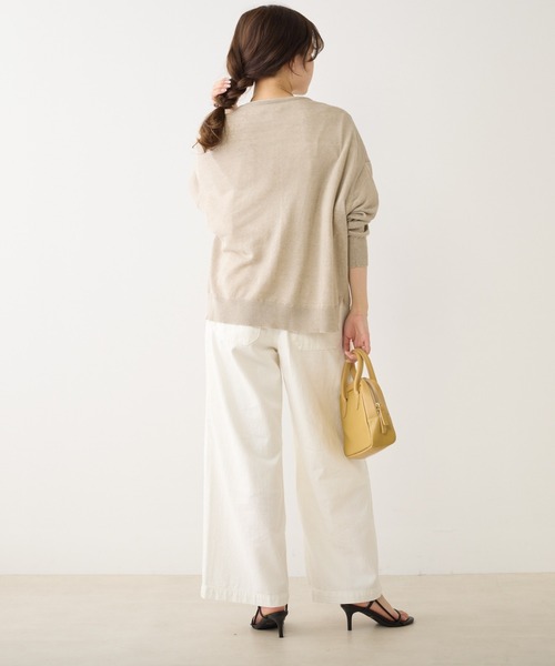 PUAL CE CIN（ピュアルセシン）の「フレンチリネンクルーネックカーディガン（カーディガン/ボレロ・レディース・ブラック/ナチュラル/グリーン/イエロー/ピンク・FREE）」の15枚目の写真