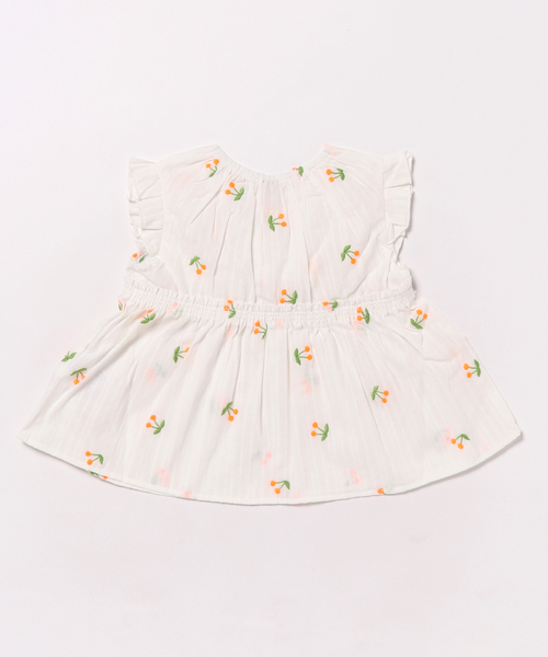 petit main（プティマイン）の「【抗菌防臭】チェリー刺しゅうブラウス（チュニック・キッズ・ライトブルー/ピンク/オフホワイト・80ｃｍ/100cm/120cm/130cm/110cm/90cm）」の12枚目の写真