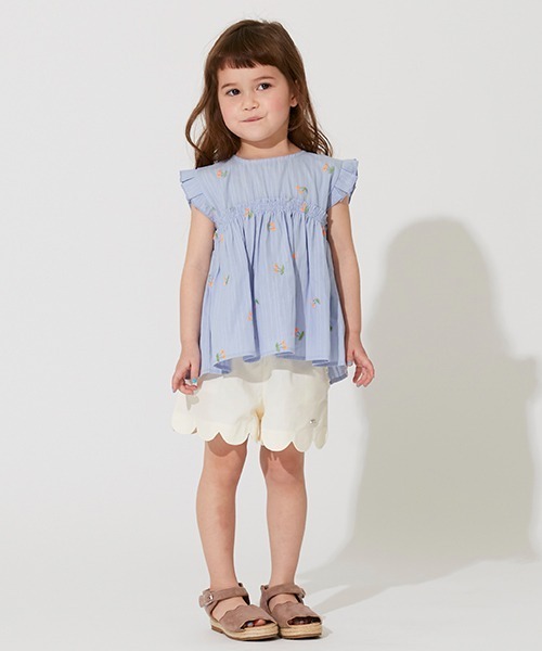 petit main（プティマイン）の「【抗菌防臭】チェリー刺しゅうブラウス（チュニック・キッズ・ライトブルー/ピンク/オフホワイト・80ｃｍ/100cm/120cm/130cm/110cm/90cm）」の13枚目の写真