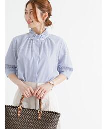 Te chichi | 柄アソート５分袖スタンドフリルブラウス(シャツ/ブラウス)