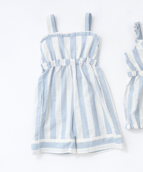 BREEZE(ブリーズ)の「リボンフリルオールインワン(サロペット/オーバーオール・キッズ・サックスブルー/ピンク・140/100/90/110/130/120)」の2枚目の写真