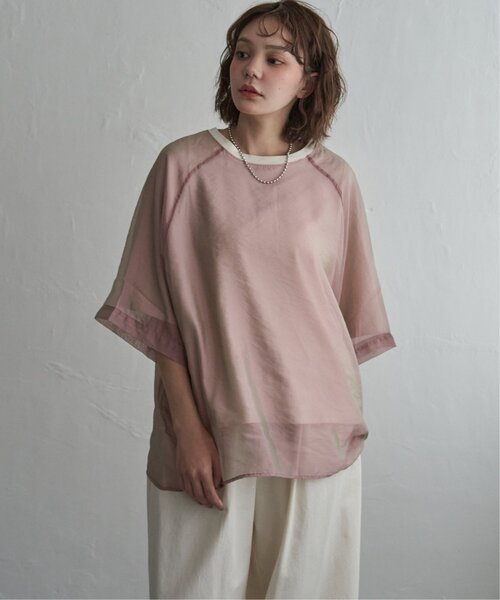 notch.(ノッチ)の「オーガンジーTブラウス(Tシャツ/カットソー・レディース・オフホワイト/ブラック/ベージュ/オレンジ/ブルー/ピンク/ネイビー・M)」の16枚目の写真