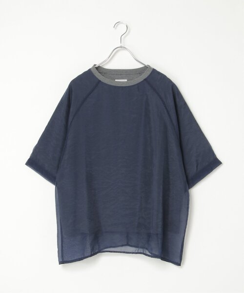notch.(ノッチ)の「オーガンジーTブラウス(Tシャツ/カットソー・レディース・オフホワイト/ブラック/ベージュ/オレンジ/ブルー/ピンク/ネイビー・M)」の9枚目の写真