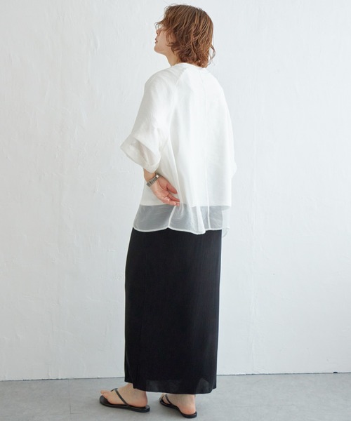 notch.（ノッチ）の「オーガンジーＴブラウス（Tシャツ/カットソー・レディース・オフホワイト/ブラック/ベージュ/オレンジ/ブルー/ピンク/ネイビー・M）」の11枚目の写真