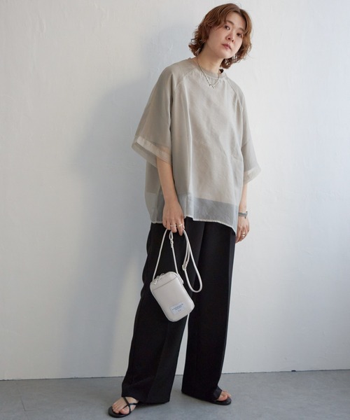 notch.（ノッチ）の「オーガンジーＴブラウス（Tシャツ/カットソー・レディース・オフホワイト/ブラック/ベージュ/オレンジ/ブルー/ピンク/ネイビー・M）」の21枚目の写真