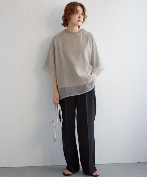 notch.（ノッチ）の「オーガンジーＴブラウス（Tシャツ/カットソー・レディース・オフホワイト/ブラック/ベージュ/オレンジ/ブルー/ピンク/ネイビー・M）」の22枚目の写真