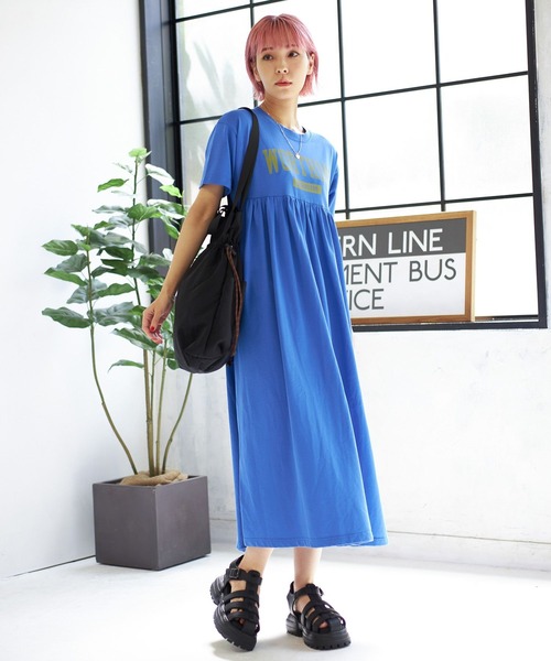 PBLIM(ページボーイリム)の「PBLIM/キリカエカットソーロゴワンピ(ワンピース・レディース・グレー/ブルー・FREE)」の11枚目の写真