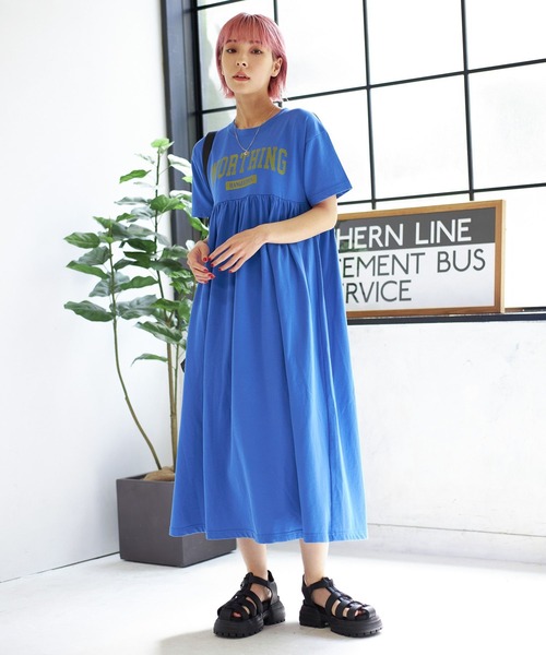 PBLIM(ページボーイリム)の「PBLIM/キリカエカットソーロゴワンピ(ワンピース・レディース・グレー/ブルー・FREE)」の7枚目の写真