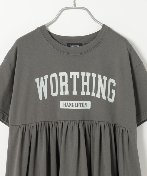 PBLIM(ページボーイリム)の「PBLIM/キリカエカットソーロゴワンピ(ワンピース・レディース・グレー/ブルー・FREE)」の14枚目の写真