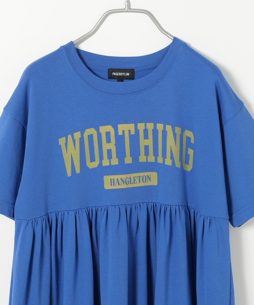 PBLIM(ページボーイリム)の「PBLIM/キリカエカットソーロゴワンピ(ワンピース・レディース・グレー/ブルー・FREE)」の8枚目の写真