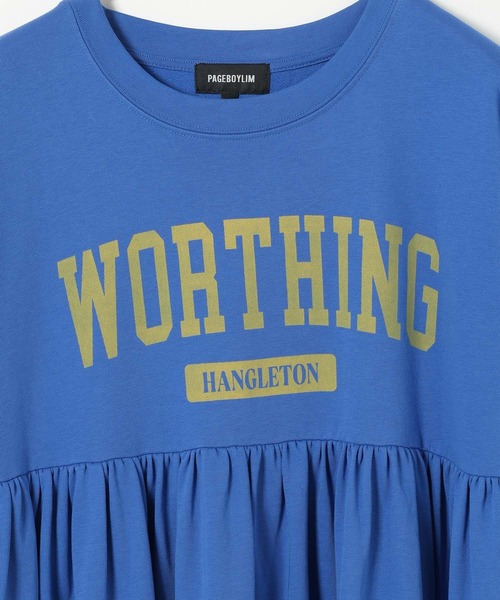 PBLIM(ページボーイリム)の「PBLIM/キリカエカットソーロゴワンピ(ワンピース・レディース・グレー/ブルー・FREE)」の4枚目の写真