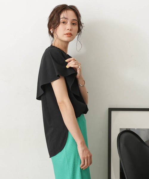 NANO universe(ナノユニバース)の「LB.03/Repurフレアスリーブカットトップス(Tシャツ/カットソー・レディース・オレンジ系その他/ブラック/ホワイト・S/M)」の17枚目の写真