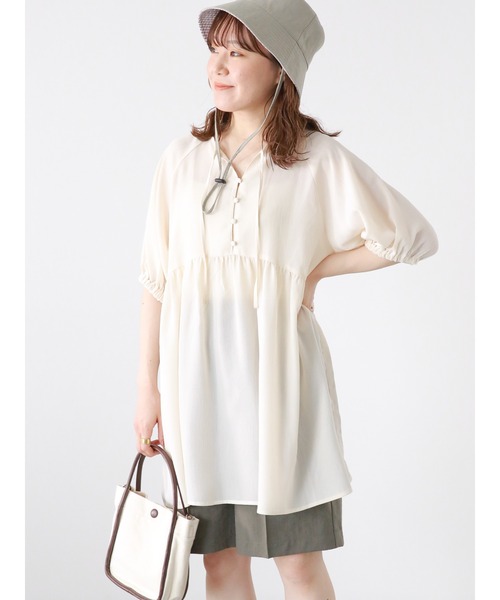 ehka sopo（エヘカソポ）の「ボリュームスリーブチュニック（チュニック・レディース・ブラック/グリーン/キナリ・F）」の19枚目の写真