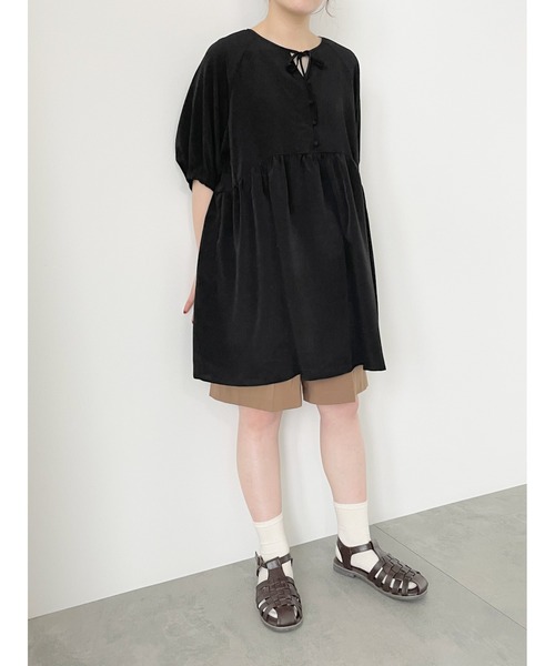 ehka sopo（エヘカソポ）の「ボリュームスリーブチュニック（チュニック・レディース・ブラック/グリーン/キナリ・F）」の5枚目の写真