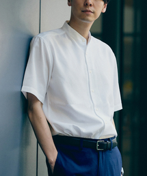 "吸水速乾&イージーケア" シアサッカー ワンピースバンドカラー S/S シャツ