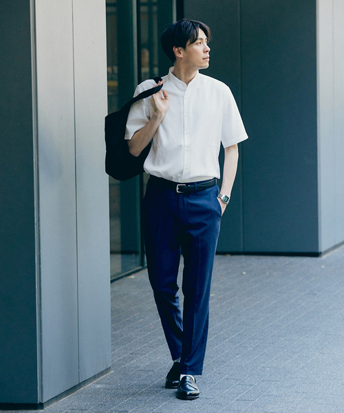 417 EDIFICE(フォーワンセブンエディフィス)の「"吸水速乾&イージーケア" シアサッカー ワンピースバンドカラー S/S シャツ(シャツ/ブラウス・メンズ・ホワイト/ブラック/ネイビー/グレー・SMALL/MEDIUM/LARGE)」の14枚目の写真