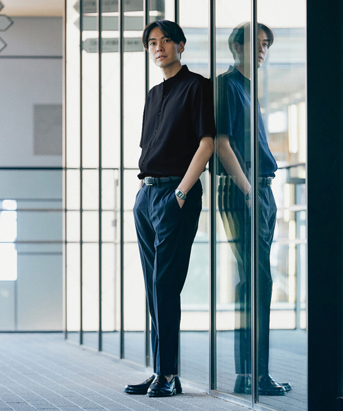 417 EDIFICE(フォーワンセブンエディフィス)の「"吸水速乾&イージーケア" シアサッカー ワンピースバンドカラー S/S シャツ(シャツ/ブラウス・メンズ・ホワイト/ブラック/ネイビー/グレー・SMALL/MEDIUM/LARGE)」の17枚目の写真