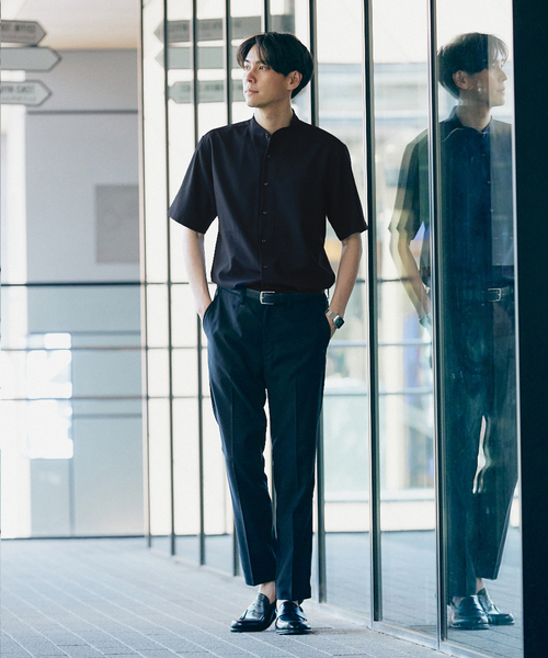 417 EDIFICE(フォーワンセブンエディフィス)の「"吸水速乾&イージーケア" シアサッカー ワンピースバンドカラー S/S シャツ(シャツ/ブラウス・メンズ・ホワイト/ブラック/ネイビー/グレー・SMALL/MEDIUM/LARGE)」の18枚目の写真