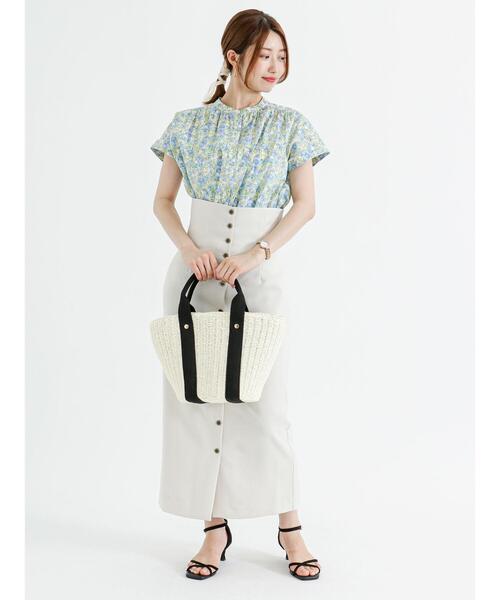 Te chichi（テチチ）の「ウエスト2WAY麻調ロングタイトスカート（スカート・レディース・グリーン/オフホワイト/ブラック・M/S）」の8枚目の写真