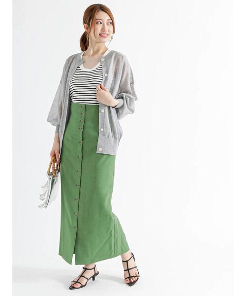 Te chichi（テチチ）の「ウエスト2WAY麻調ロングタイトスカート（スカート・レディース・グリーン/オフホワイト/ブラック・M/S）」の11枚目の写真