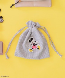 ディズニー　ミッキー&フレンズ チェック巾着ポーチ