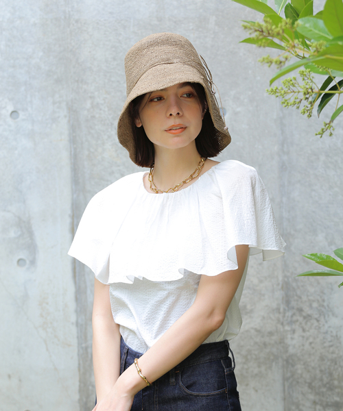 La TOTALITE（ラトータリテ）の「【MADE IN MADA/メイドインマダ】CYRIL HAT（ハット・レディース・ブラウン/ベージュ・FREE）」の4枚目の写真