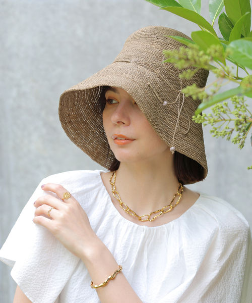 La TOTALITE（ラトータリテ）の「【MADE IN MADA/メイドインマダ】CYRIL HAT（ハット・レディース・ブラウン/ベージュ・FREE）」の5枚目の写真