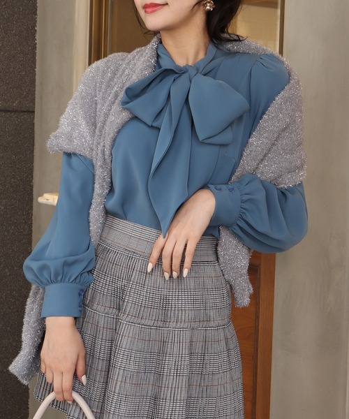 ROYAL PARTY（ロイヤルパーティー）の「BIGリボンボウタイブラウス（シャツ/ブラウス・レディース・オフホワイト/ブルー/ブラック・FREE）」の7枚目の写真