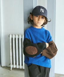 【PAIRMANON STREET】無地 配色 クレイジーカラー エルボーパッチ付き オーバーサイズ ニット