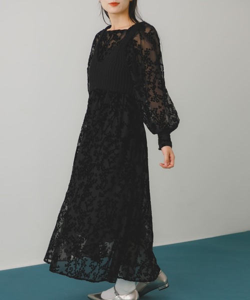 HEYUMM（ヘユム）の「スクエアネックオパールワンピース（ワンピース・レディース・ブラック/ブルー・S/ONE）」の17枚目の写真