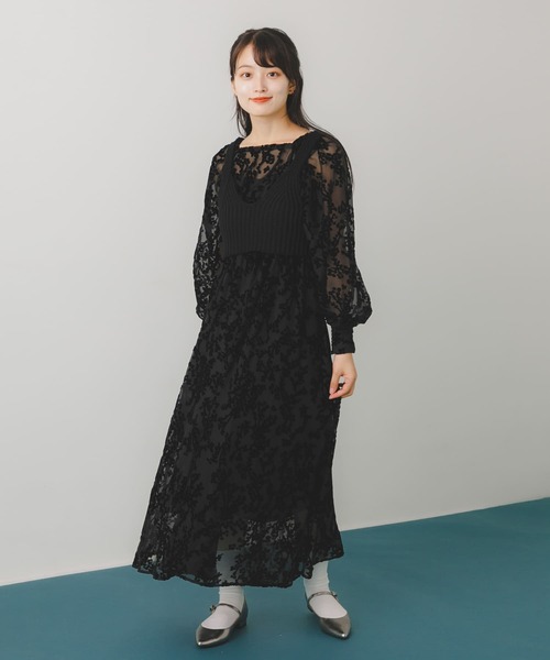 HEYUMM（ヘユム）の「スクエアネックオパールワンピース（ワンピース・レディース・ブラック/ブルー・S/ONE）」の19枚目の写真