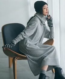 【洗える】ウールカシミヤ ニットワンピース