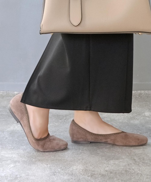 grandfleur（グランドフルール）の「スクエアトゥフラットパンプス（パンプス・レディース・パープル/グレイッシュベージュ/グリーン/ブルー/ブラック/キャメル・22.5cm/23.0cm/22.0cm/24.5cm/24.0cm/25.0cm/25.5cm/23.5cm）」の4枚目の写真