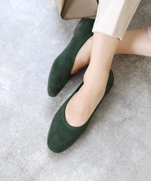 grandfleur（グランドフルール）の「スクエアトゥフラットパンプス（パンプス・レディース・パープル/グレイッシュベージュ/グリーン/ブルー/ブラック/キャメル・22.5cm/23.0cm/22.0cm/24.5cm/24.0cm/25.0cm/25.5cm/23.5cm）」の5枚目の写真