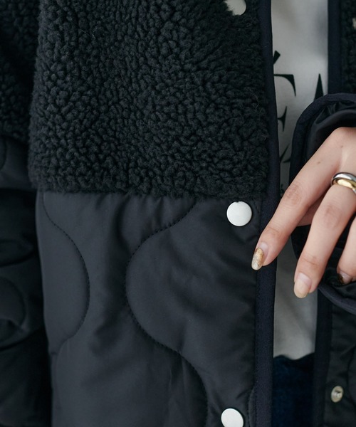 DISCOAT（ディスコート）の「ボア切替キルティングコート（ミリタリージャケット・レディース・ブラック/アイボリー/モカ・MEDIUM/LARGE）」の15枚目の写真