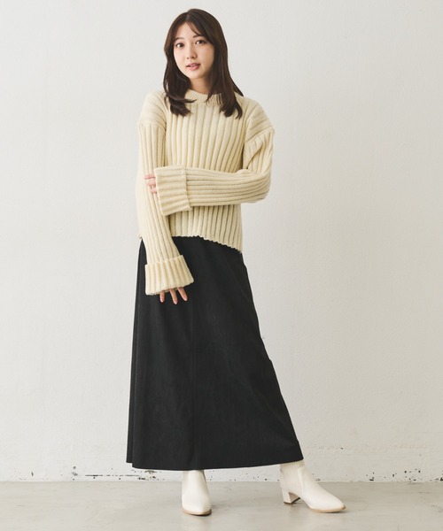 ニット　アイボリー モノチェリーオープンカラーニット【アイボリー】