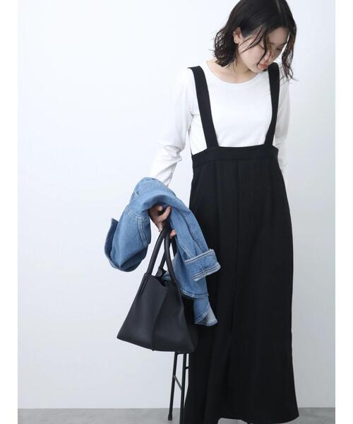 Samansa Mos2 blue(サマンサモスモスブルー)の「ワイドリブロンT(Tシャツ/カットソー・レディース・チャコールグレー/オフホワイト/ベージュ・F)」の7枚目の写真