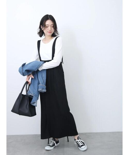 Samansa Mos2 blue(サマンサモスモスブルー)の「ワイドリブロンT(Tシャツ/カットソー・レディース・チャコールグレー/オフホワイト/ベージュ・F)」の8枚目の写真