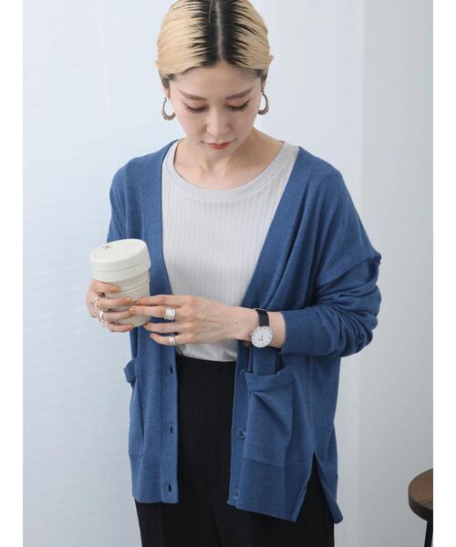 Samansa Mos2 blue(サマンサモスモスブルー)の「ワイドリブロンT(Tシャツ/カットソー・レディース・チャコールグレー/オフホワイト/ベージュ・F)」の15枚目の写真