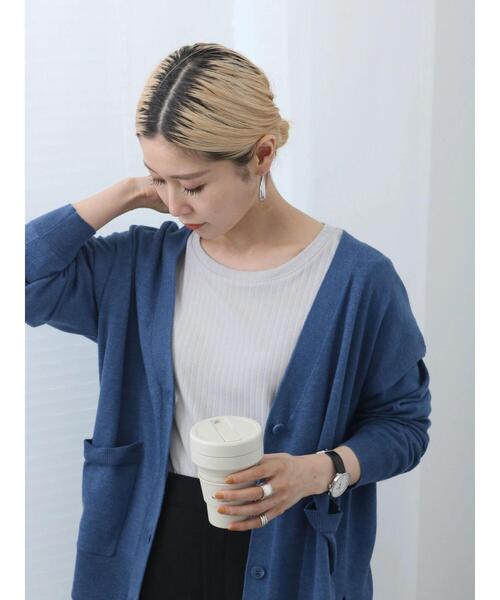 Samansa Mos2 blue(サマンサモスモスブルー)の「ワイドリブロンT(Tシャツ/カットソー・レディース・チャコールグレー/オフホワイト/ベージュ・F)」の16枚目の写真