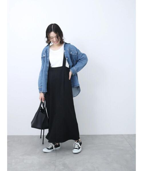 Samansa Mos2 blue(サマンサモスモスブルー)の「ワイドリブロンT(Tシャツ/カットソー・レディース・チャコールグレー/オフホワイト/ベージュ・F)」の18枚目の写真